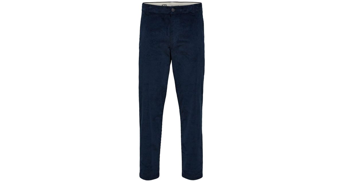 SELECTED Slim Navy Blue Velvet Pants for Men | Lyst