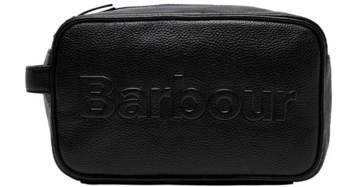 Barbour Logo Leather Wash Bag in Black for Men | Lyst