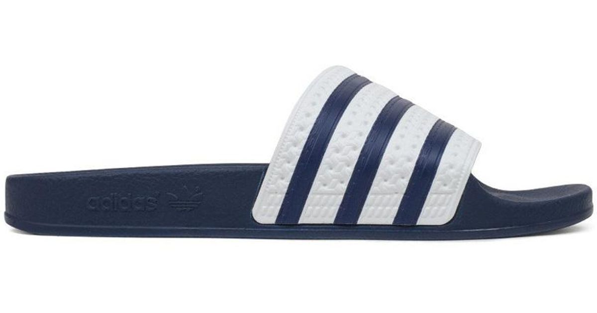 adidas slippers blue and white