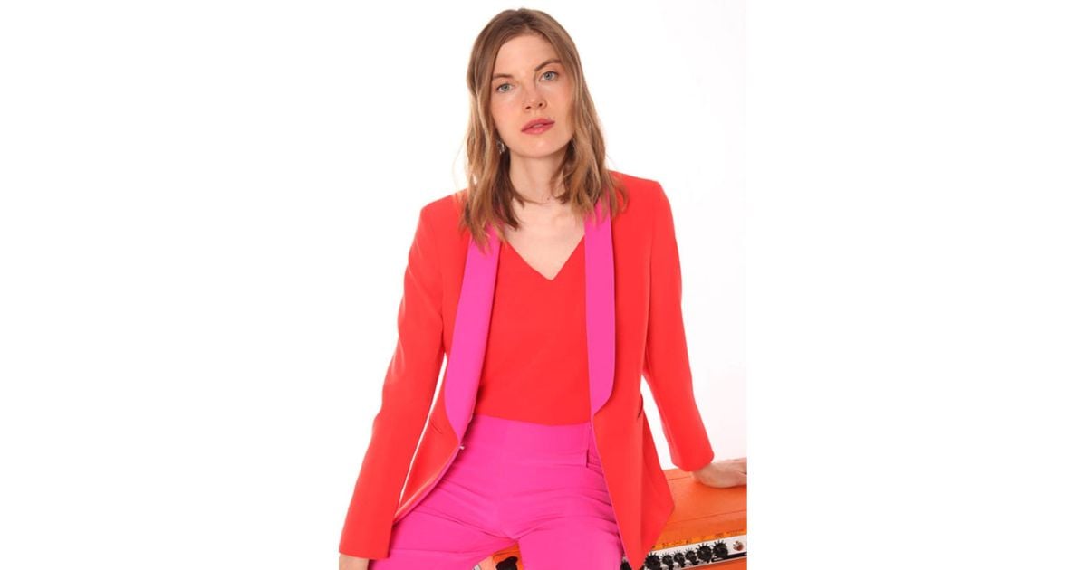Vilagallo Chaqueta Smoking Coral Red Jacket in Pink | Lyst