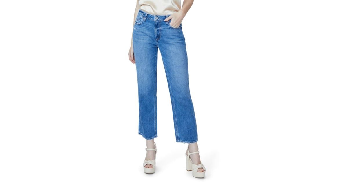 PAIGE Noella Relaxed Straight Leg Jeans With Offset Coin Pocket in Blue ...