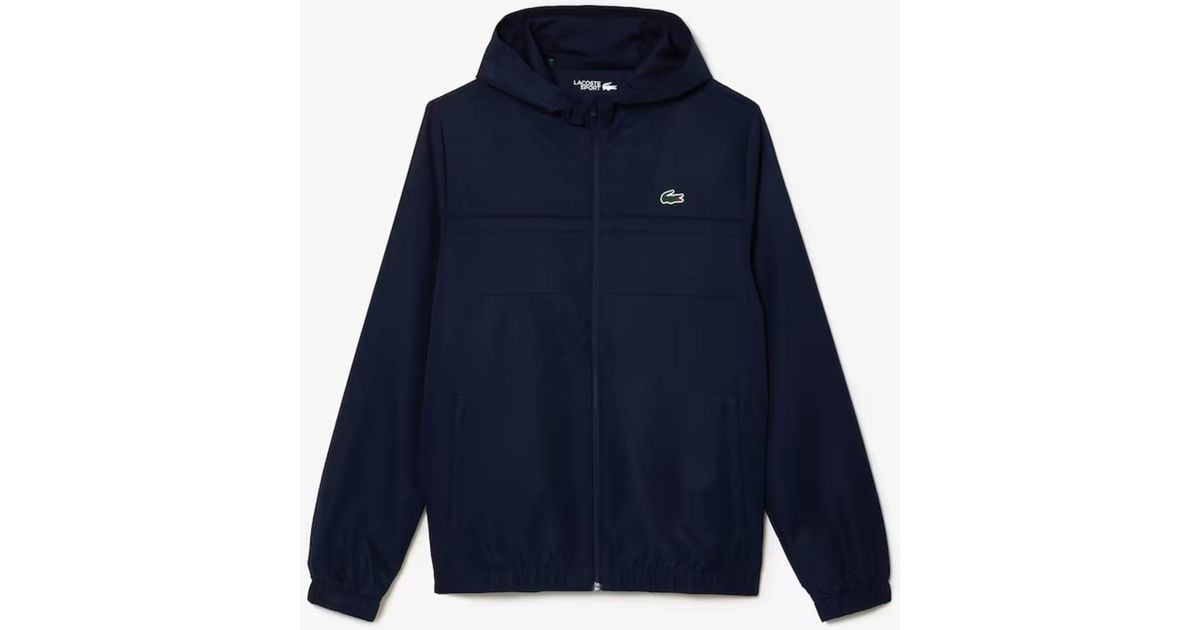Lacoste Recycled Fiber Zipped Hooded Sport Jacket in Blue for Men | Lyst
