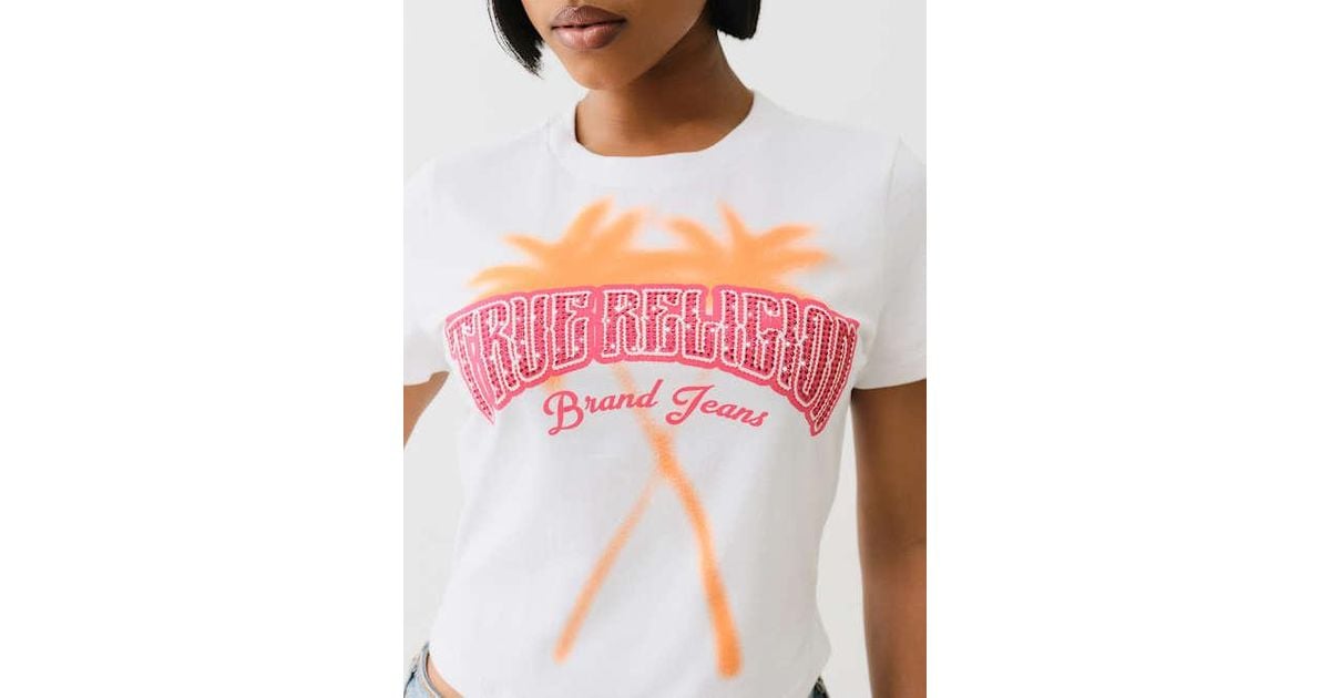 True Religion Palm Tree Crystal Logo Baby T-shirt in Pink | Lyst