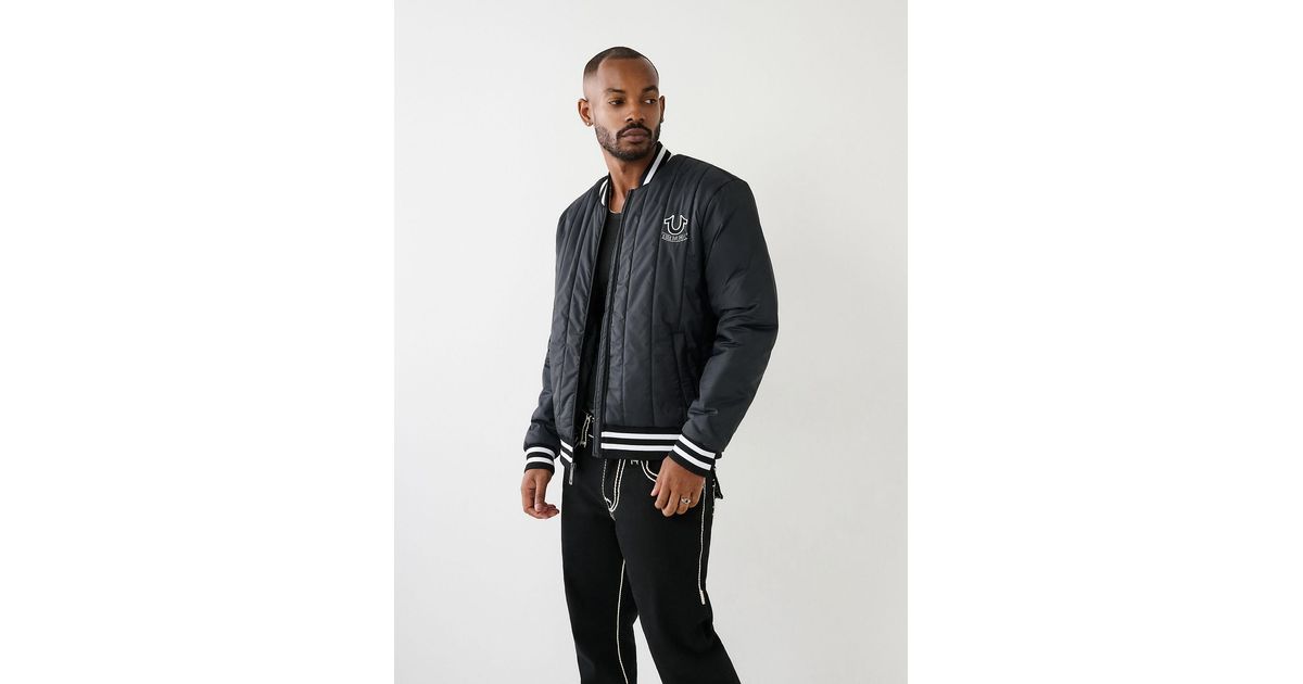 True religion shop quilted bomber jacket