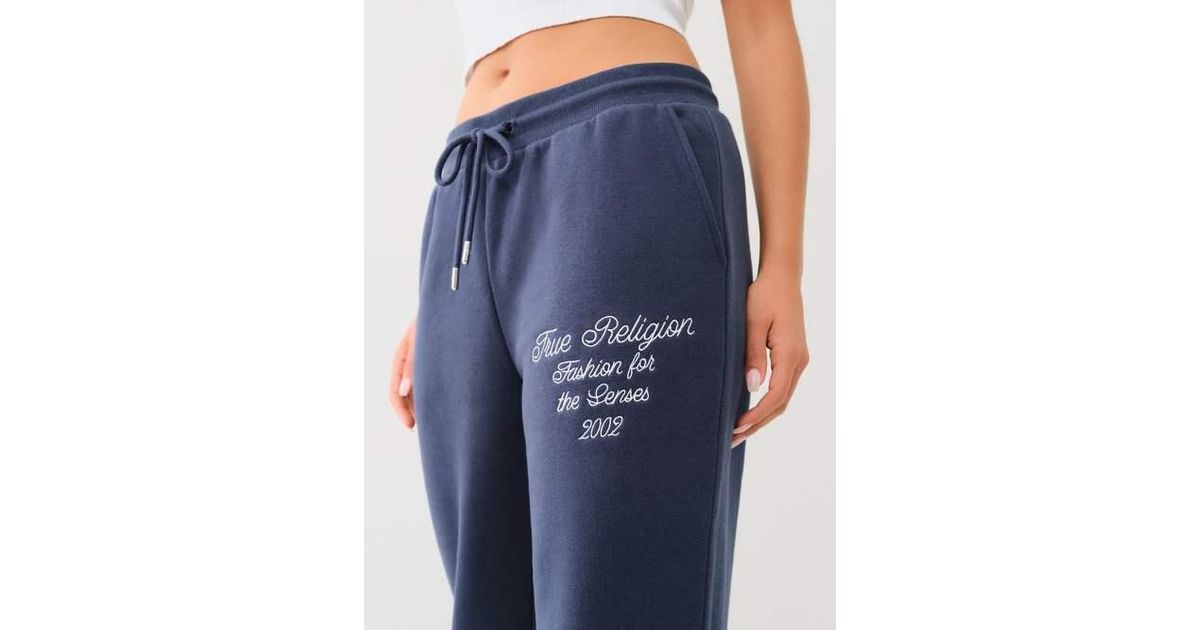 True Religion Varsity Straight Leg Sweat Pant in Blue | Lyst
