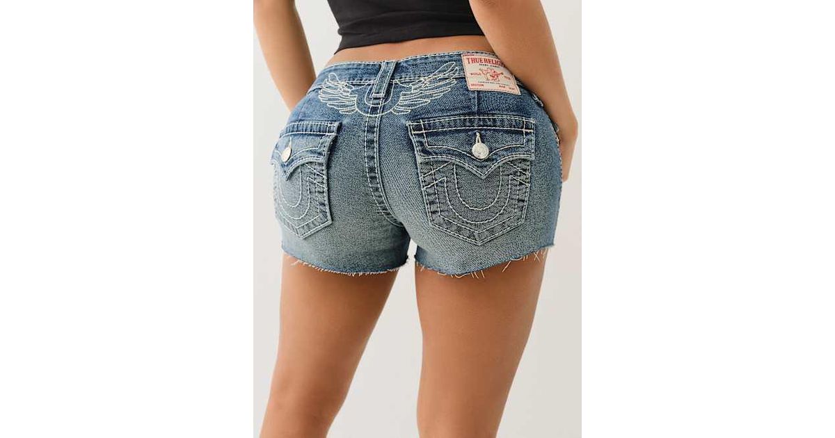 True Religion Joey Big T Winged Horseshoe Frayed Short in