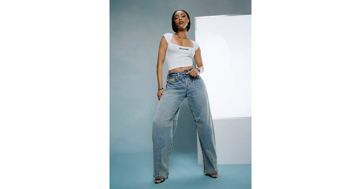 True Religion Balloon Big T Flap Jean in Blue | Lyst