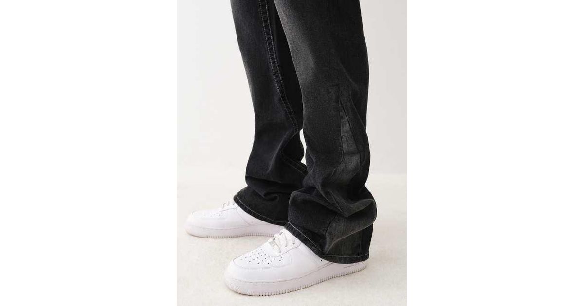 True Religion Single Needle Slim Flare Jean in Black | Lyst