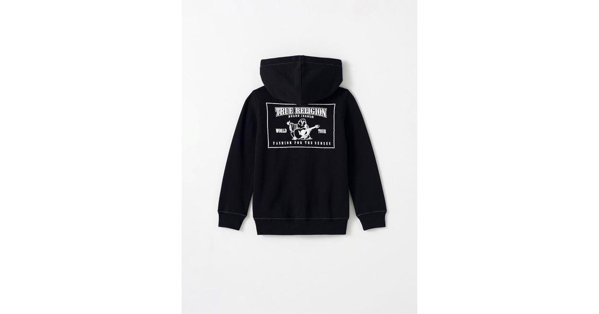 TRUE RELIGION Boys Stitch Logo Zip Hoodie in Black for Men | Lyst