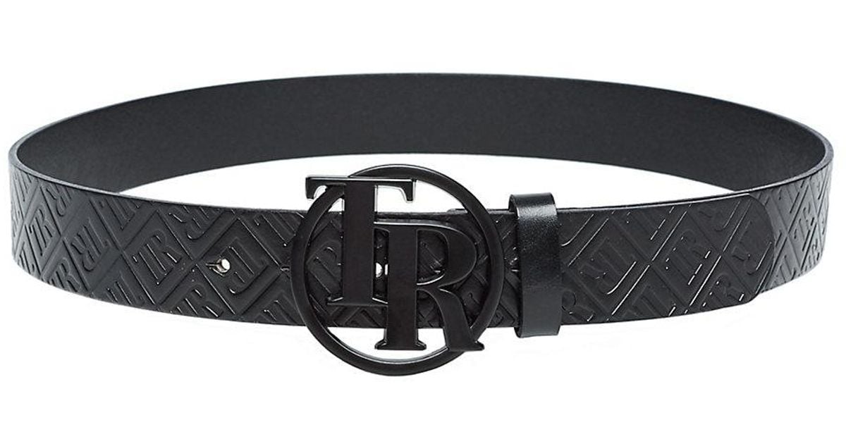 Mens Belts True Religion Belts True Religion Embossed Logo Leather Belt in Black for Men 