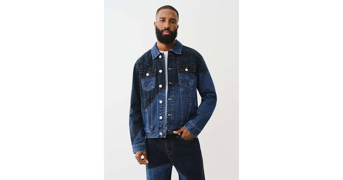 TRUE RELIGION Jimmy Curved Seam Denim Jacket in Blue for Men TRUE RELIGION Jimmy Curved Seam Denim Jacket in Blue for Men