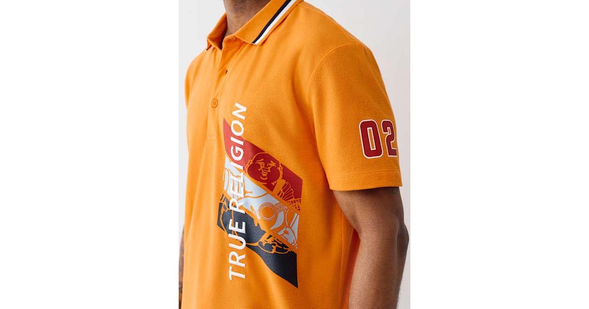 TRUE RELIGION Buddha Relaxed Polo Shirt in Orange for Men | Lyst