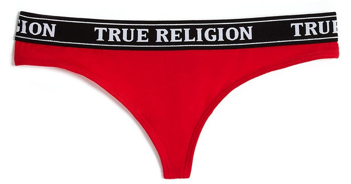 True Religion Logo Thong in Red