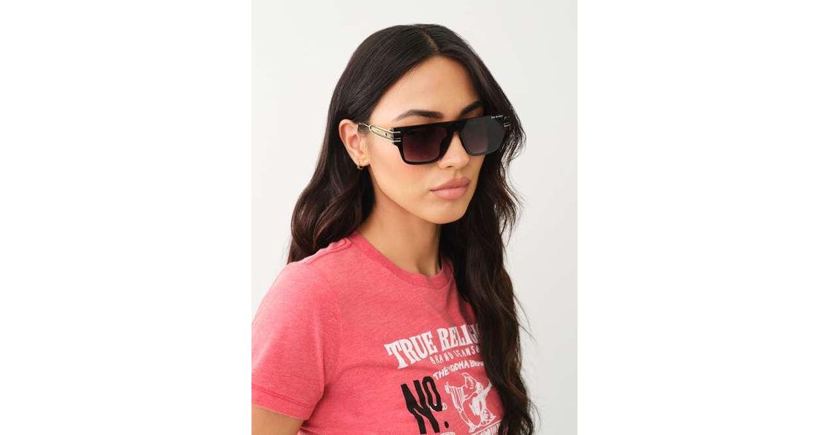 TRUE RELIGION True Rlgn Flat Top Sunglasses in Red | Lyst