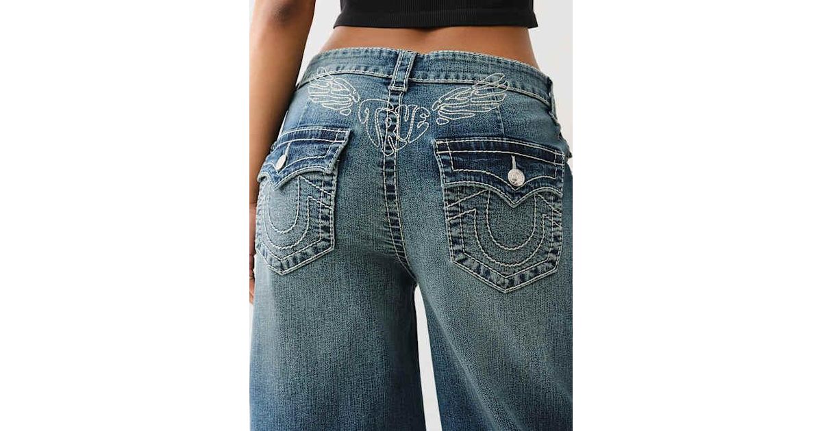 True Religion Jessie Winged Big T Baggy Jean in Blue | Lyst