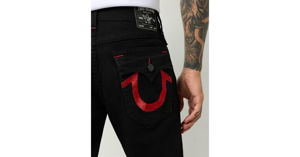 True Religion Ricky Lurex Horseshoe Straight Jean in Black