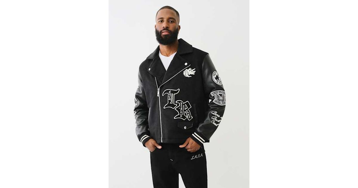 TRUE RELIGION Property Of None Biker Jacket in Black for Men