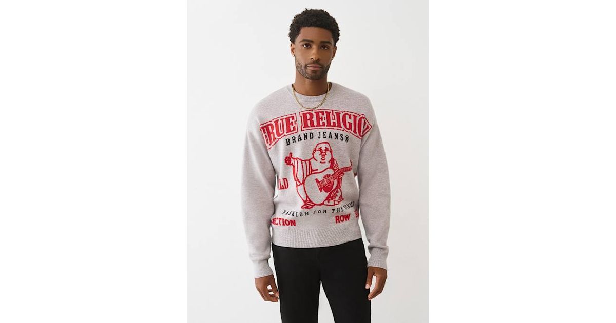 TRUE RELIGION Boxy World Tour Sweater in Red for Men | Lyst