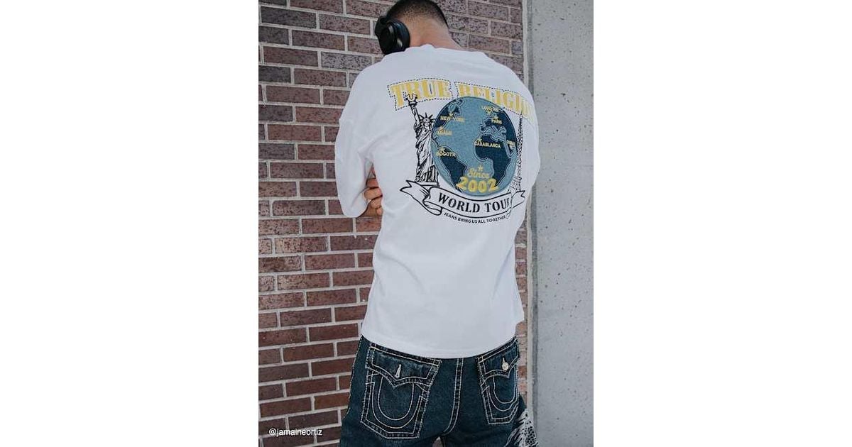 TRUE RELIGION Heavyweight Denim Globe T-shirt in Gray | Lyst TRUE RELIGION Heavyweight Denim Globe T-shirt in Gray | Lyst