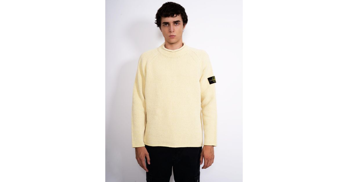 Stone Island Cotton Burro Turtleneck Sweater in Natural for Men | Lyst