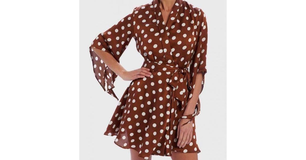 forever unique tan polka dot dress