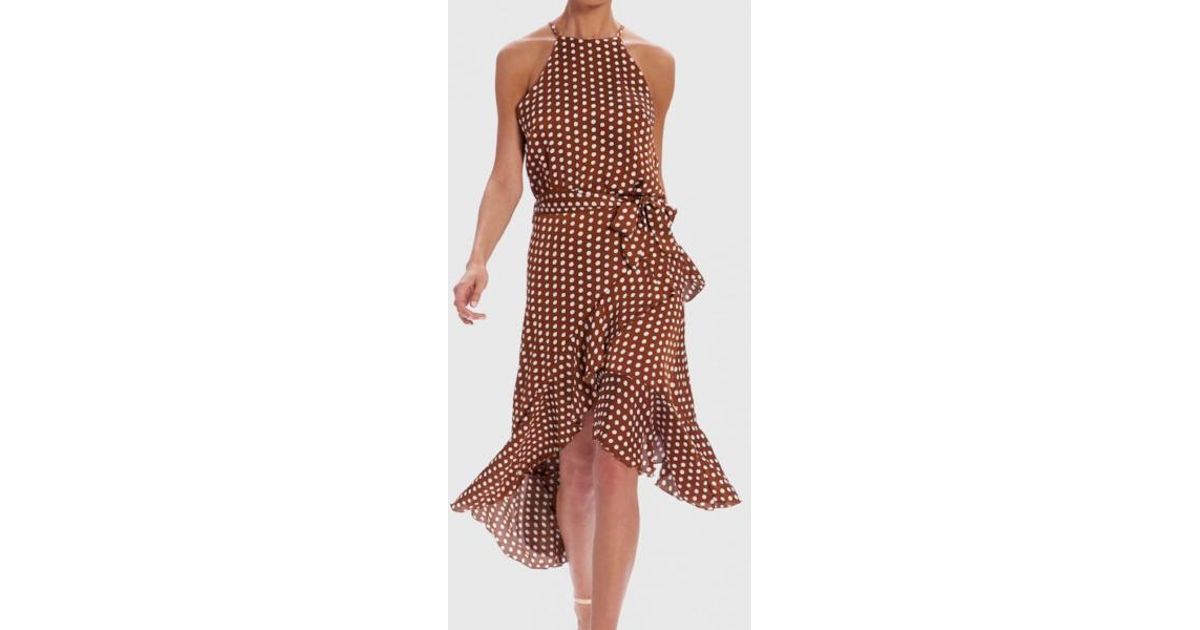 forever unique tan polka dot dress