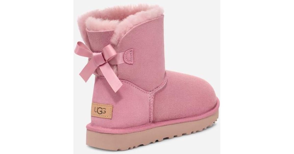 UGG Mini Bailey Bow Ii Boot Sheepskin Classic Boots in Pink Lyst UK