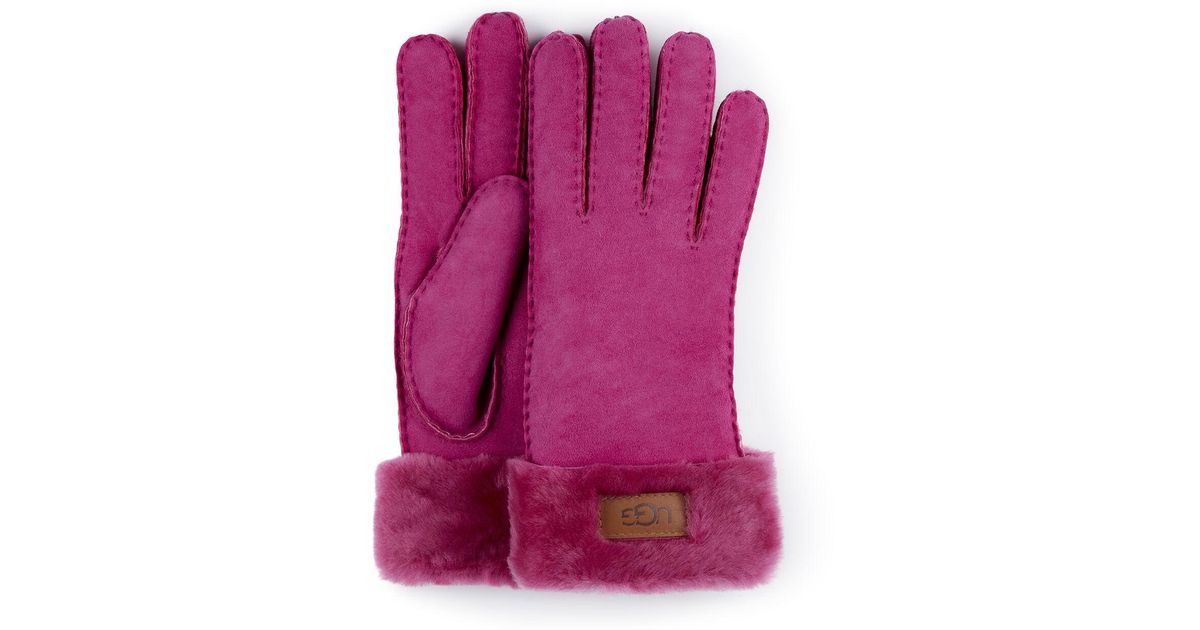 UGG Leather Turn Cuff Glove in Fuchsia (Purple) - Lyst