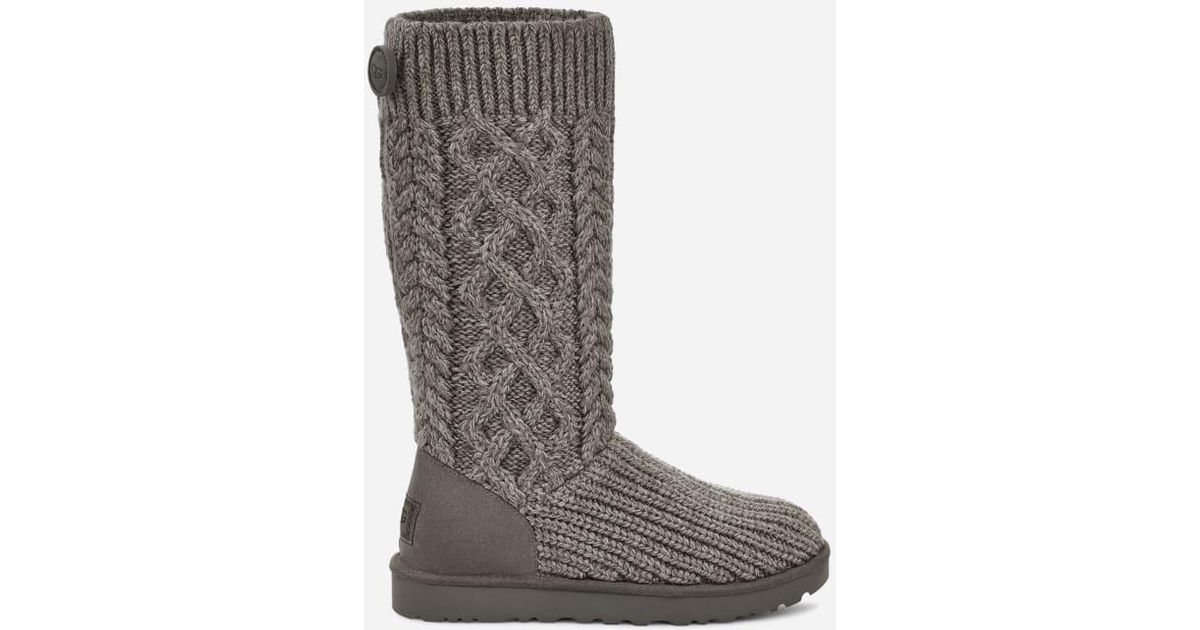 Ugg Gray Classic Cardi Cabled Knit Classic Boots