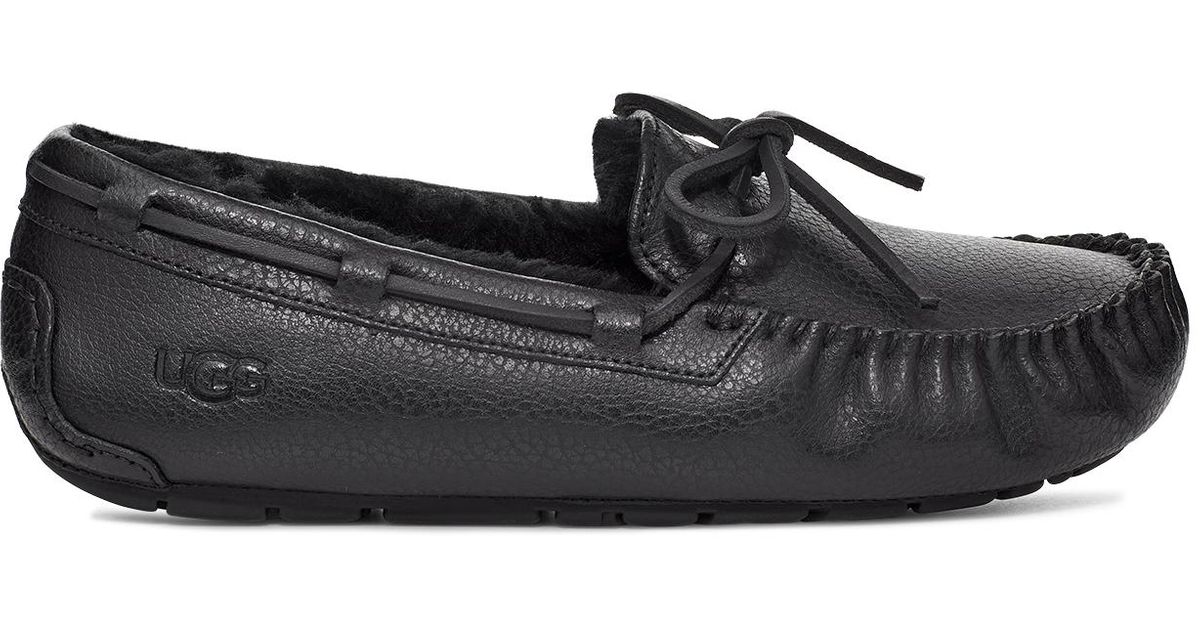 black leather ugg slippers