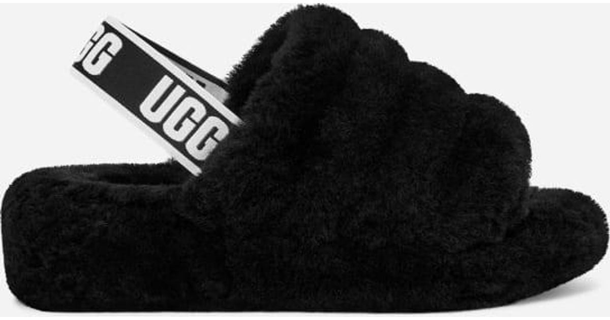 UGG Fluff Yeah Slide Sheepskin Slippers in Black Lyst