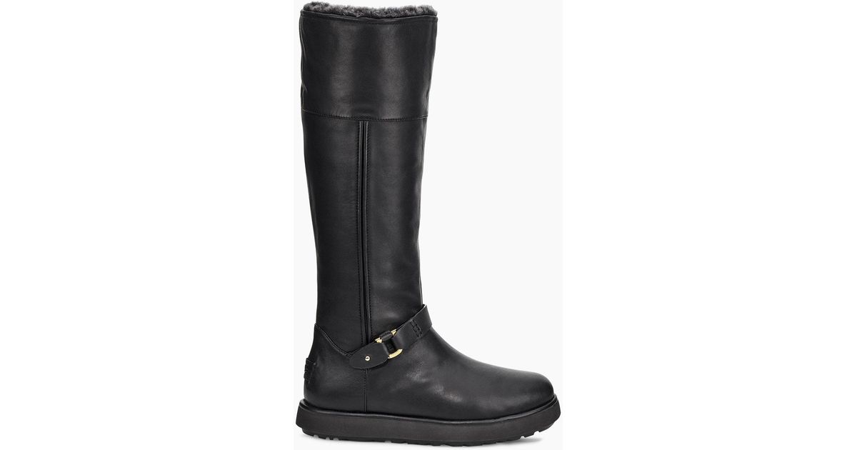 UGG Leather Classic Berge Tall in Black - Lyst