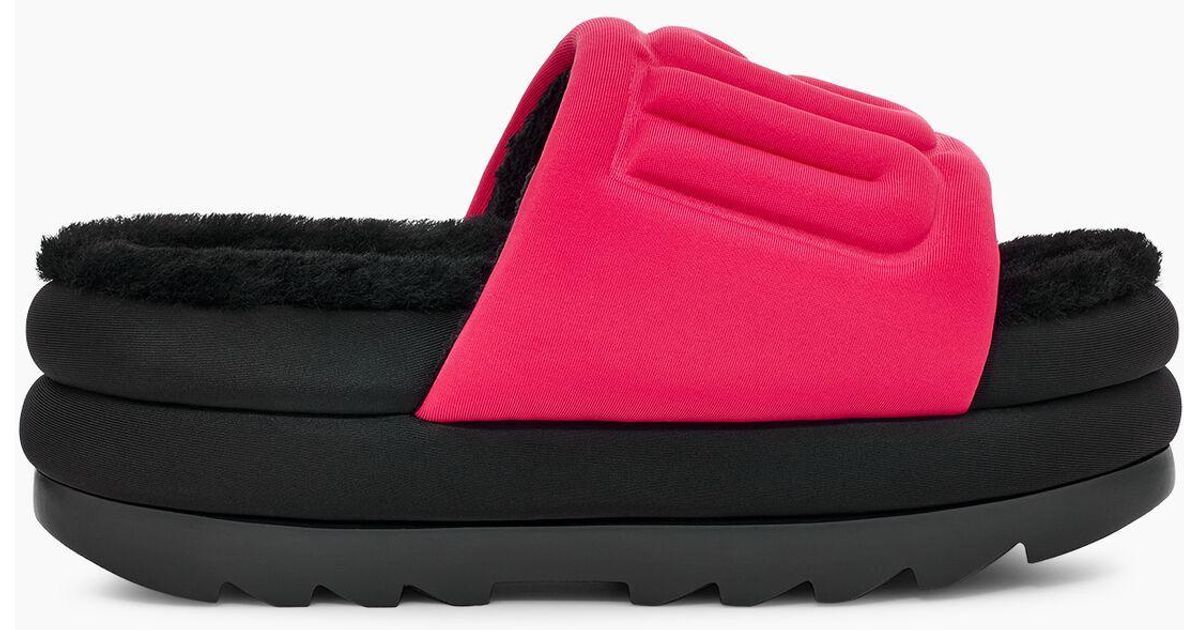 UGG Fur Maxi Graphic Slide in Black Lyst