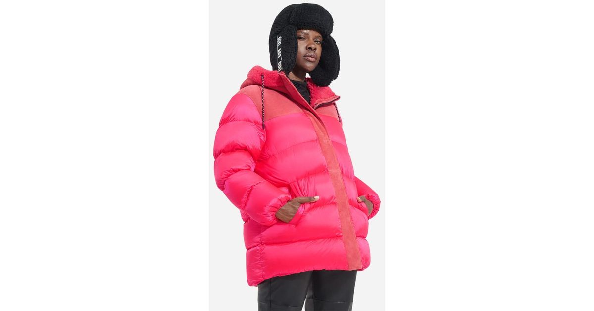 UGG Shasta Down Puffer Jacket Nylon/polyester/shearling in Pink | Lyst