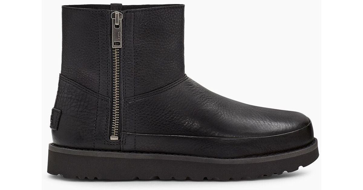 Classic Short Leather Boots Ugg Boots Glattleder Schwarz Classic