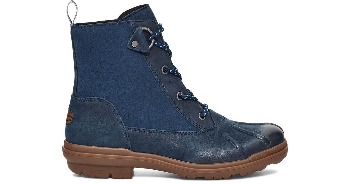 UGG Hapsburg Duck Leather Boots in Navy Leather (Blue) Lyst