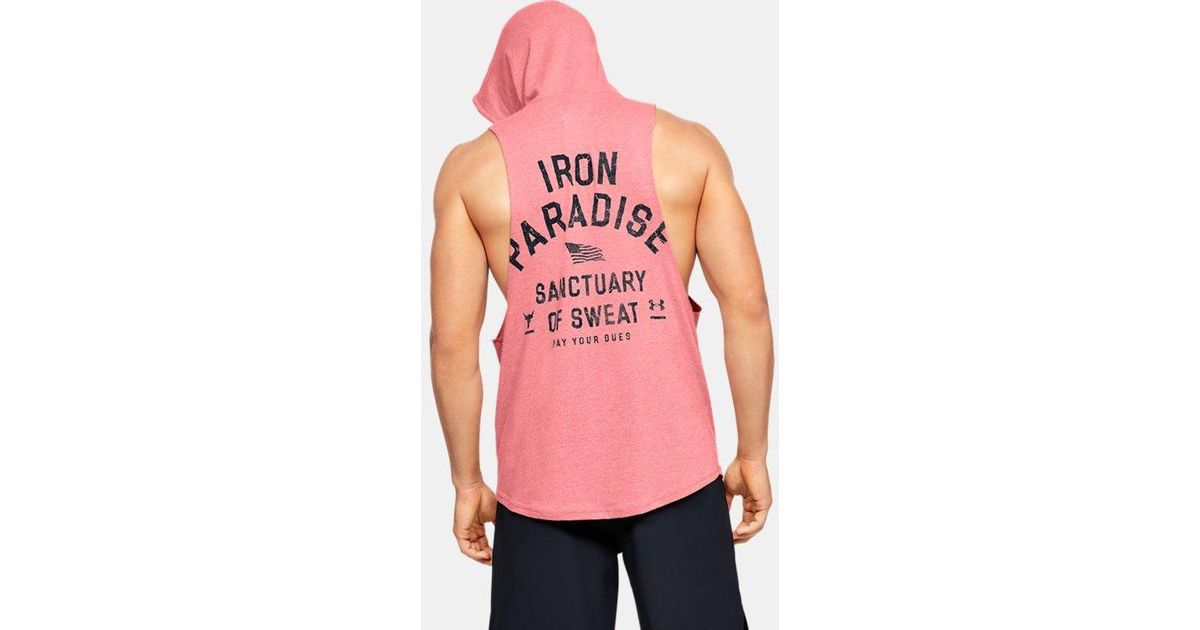 Under Armour Men's Project Rock Sleeveless Hoodie in Red for Men | Lyst
