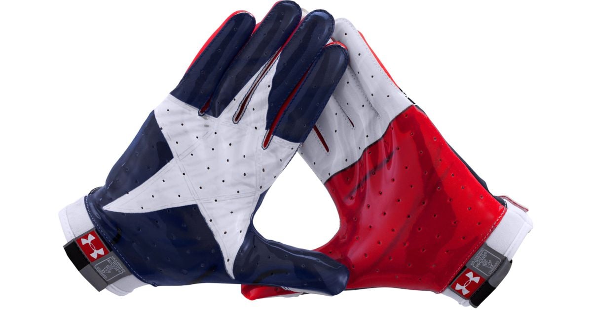 Under Armour Men's Ua Swarm Texas Flag Football Gloves in White/Red