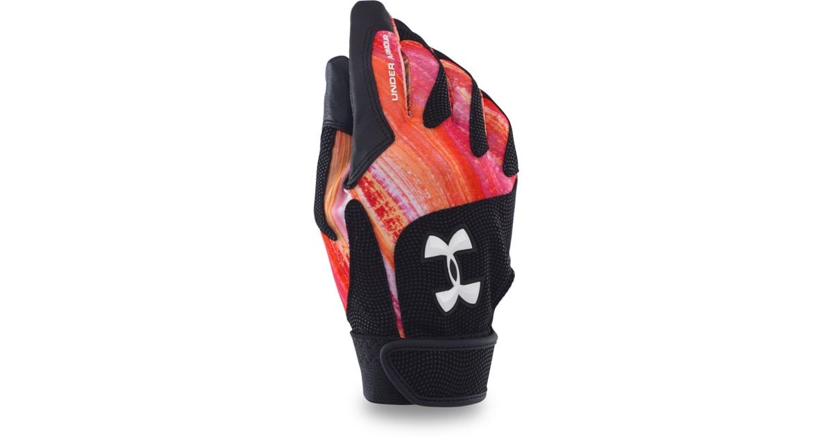 orange under armour batting gloves