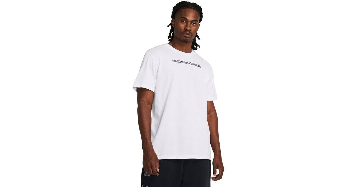 Under Armour Heavyweight Logo Overlay Embroidered Short Sleeve in White for  Men