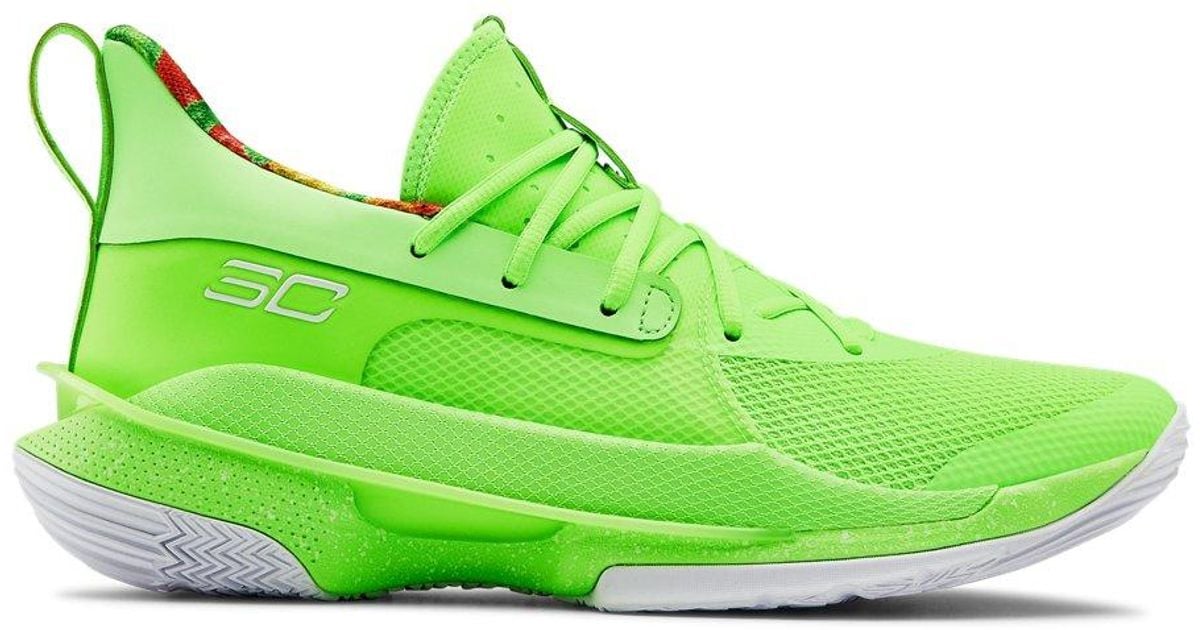 Curry 7 Basketball Shoe in Lime Light 
