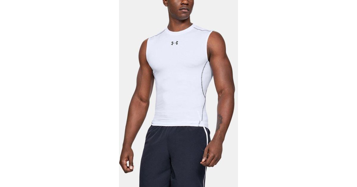 white sleeveless compression shirt