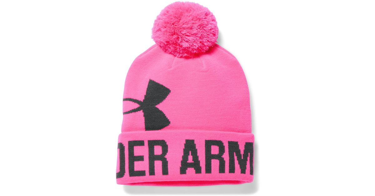 Pink under armour beanie Clearance