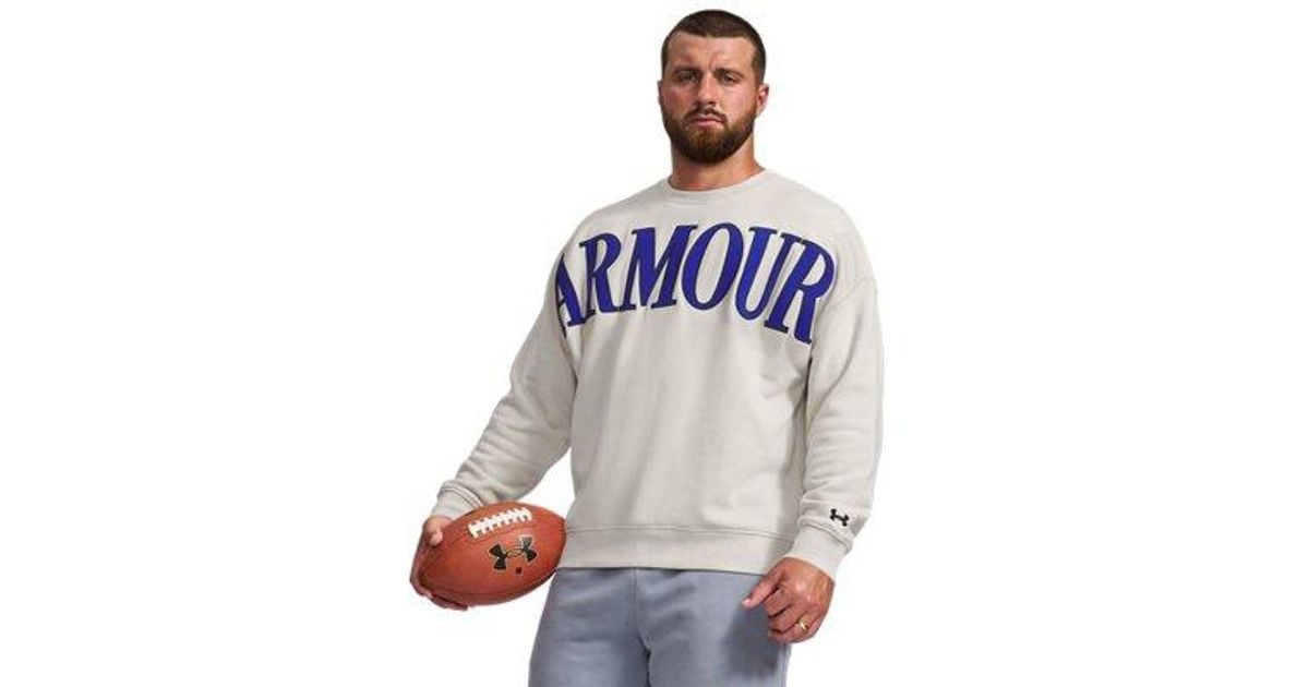 Under Armour Ua Icon Heavyweight Terry Graphic Crew in Gray for Men | Lyst