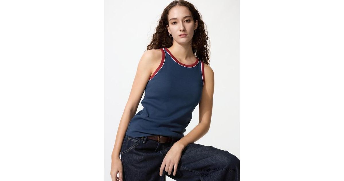 Uniqlo Ribbed Bra Top (Ringer, Regular Length) in Blue | Lyst UK
