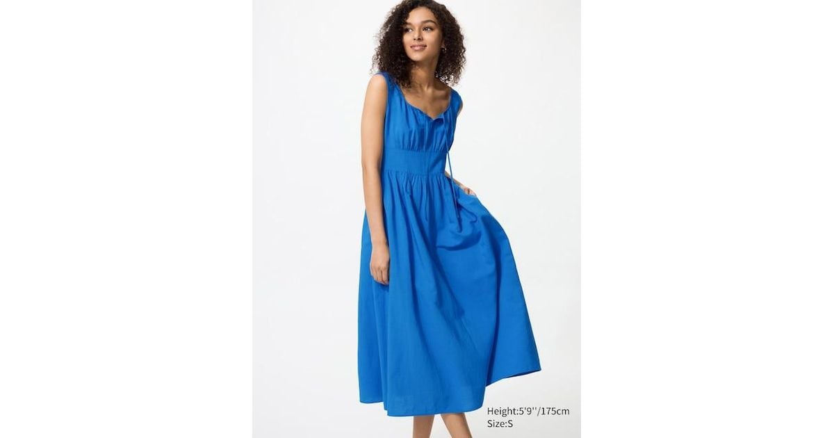 uniqlo linen blend shirring sleeveless dress Women's Linen-Blend Shirred Sleeveless Dress