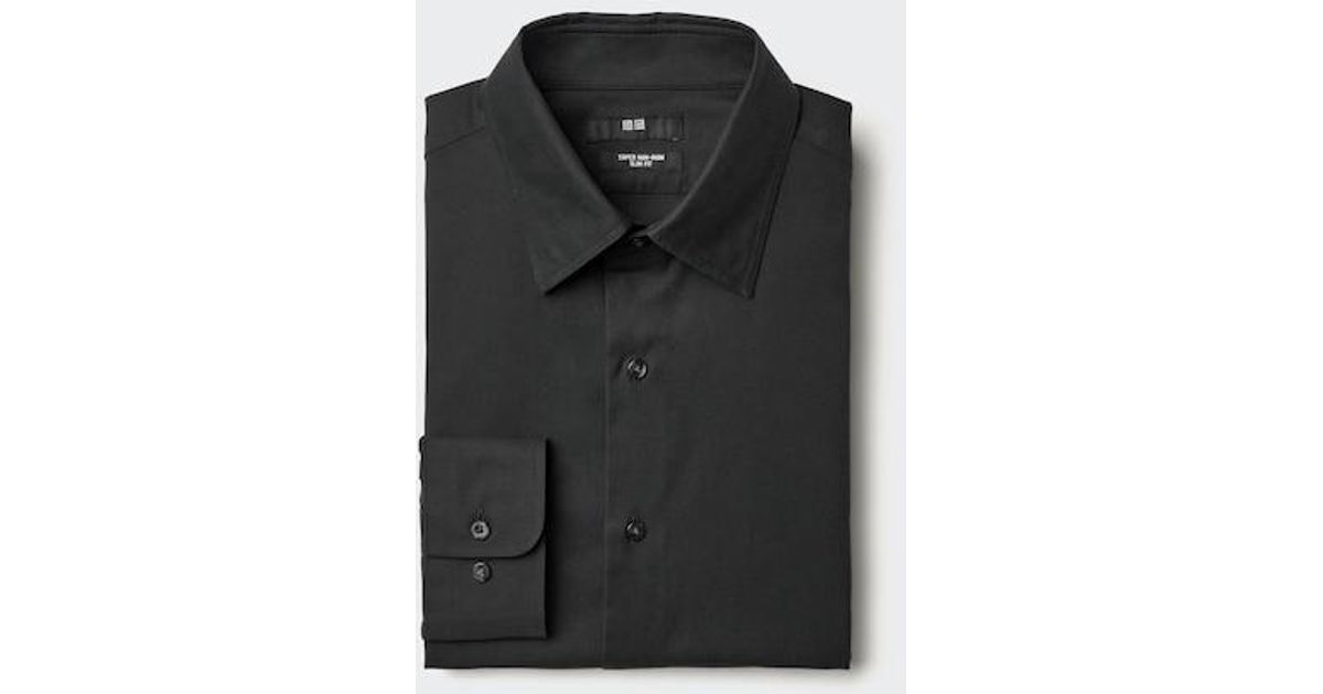 Uniqlo Super Non-Iron Slim Fit Shirt (Regular Collar) in Black for Men