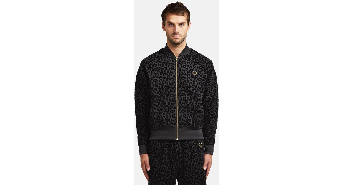 Fred Perry Synthetic Fred Perry X Miles Kane Leopard Print Track Jacket in  Black for Men | Lyst UK