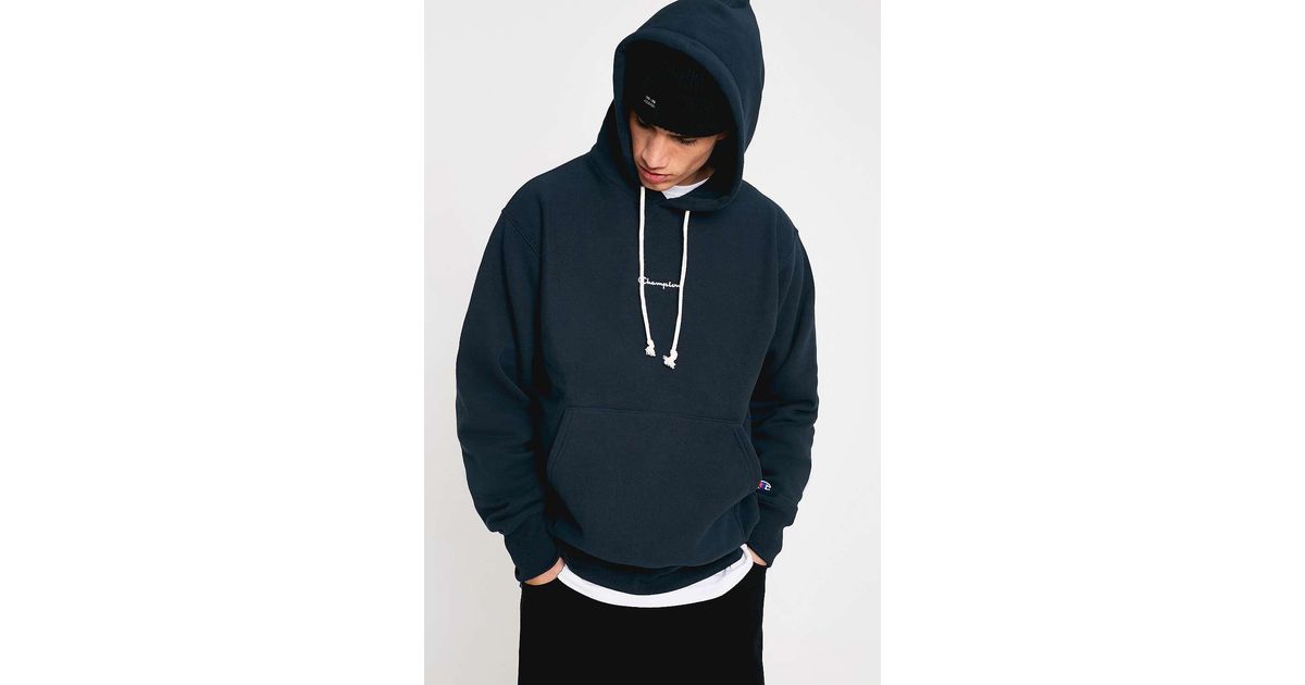 champion uo exclusive small script blueberry hoodie