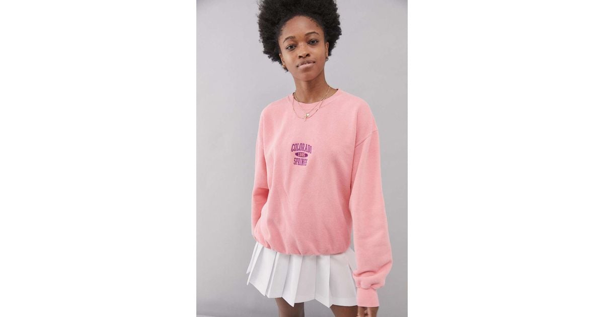 Urban Outfitters Uo Colorado Springs Berry Crew Neck Sweatshirt in Pink ...